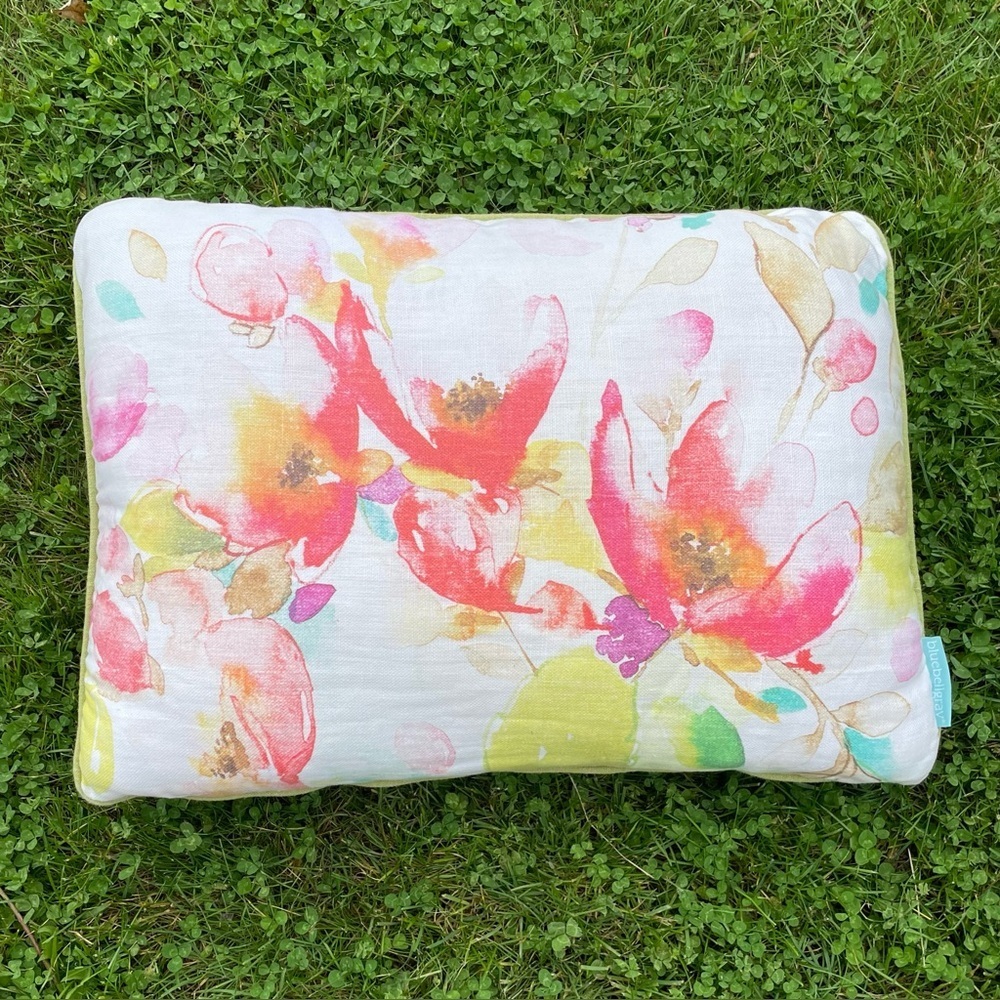 BLUEBELLGRAY White and Pink Decorative Watercolor Rectangle Accent Pillow